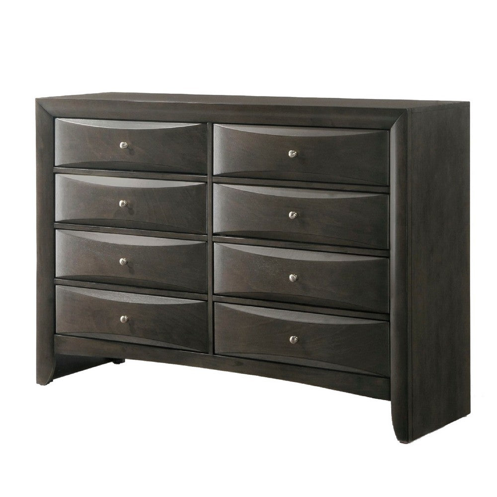 Queen Size Bedroom Set, Gray Finish, Storage Bed with Drawers, 4-Piece Set with Bed, 2 Nightstands and Dresser