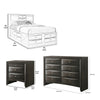 Queen Size Bedroom Set, Gray Finish, Storage Bed with Drawers, 4-Piece Set with Bed, 2 Nightstands and Dresser