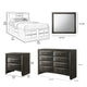 Queen Size Bedroom Set, Wood Design, Gray Finish, 5-Piece Set with Bed, 2 Nightstands, Dresser and Mirror