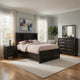 Queen Size Bedroom Set, Wood Design, Gray Finish, 5-Piece Set with Bed, 2 Nightstands, Dresser and Mirror