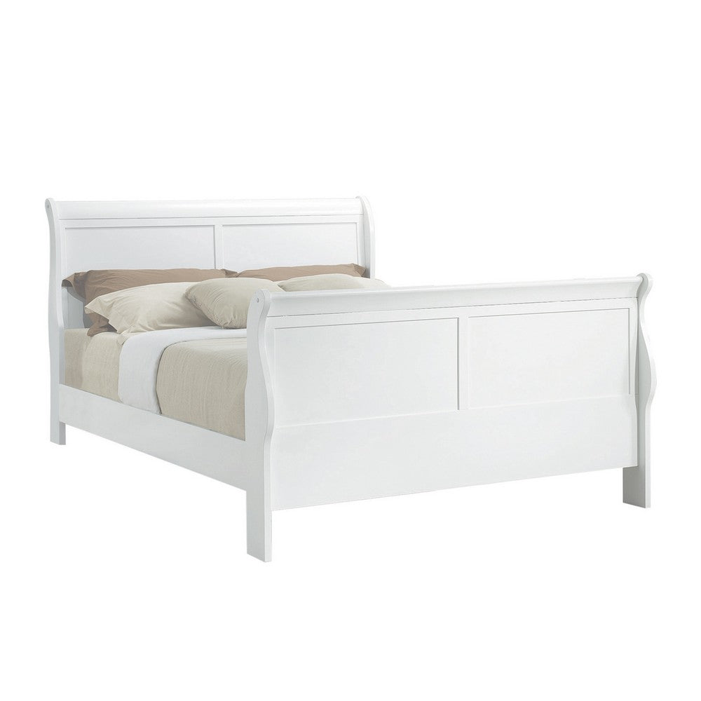 Queen Size Bedroom Set, White Finish, 2-Piece Set with Bed, 1 Nightstand