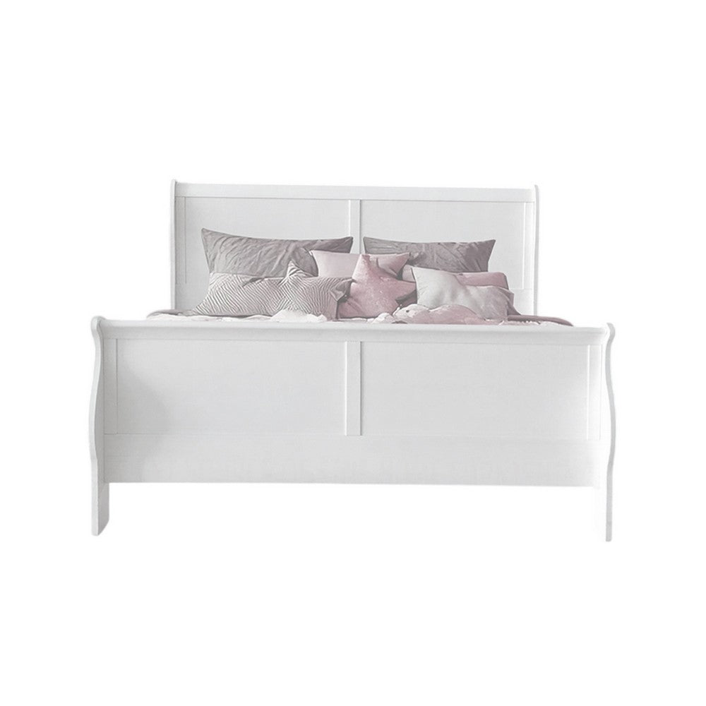 Queen Size Bedroom Set, White Finish, 2-Piece Set with Bed, 1 Nightstand