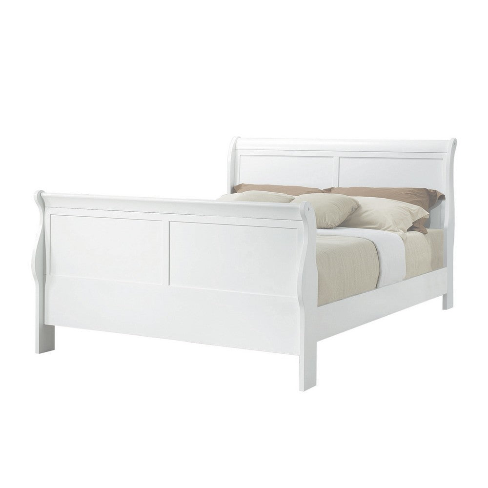 Queen Size Bedroom Set, White Finish, 2-Piece Set with Bed, 1 Nightstand