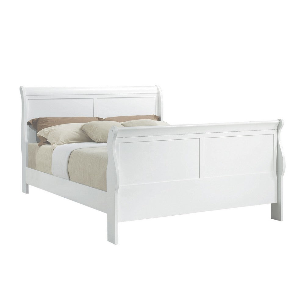 Queen Size Bedroom Set, White Finish, 3-Piece Set with Bed and 2 Nightstand