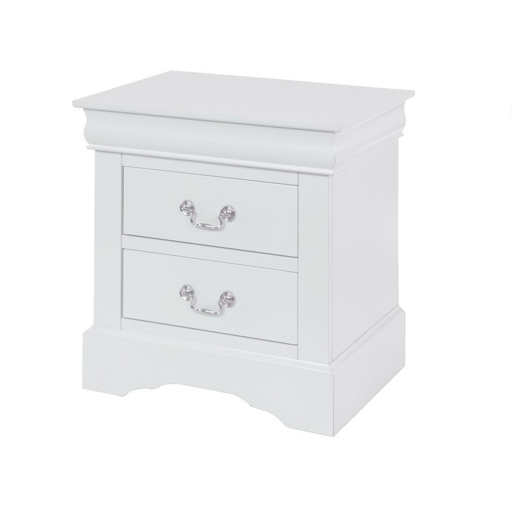 Queen Size Bedroom Set, White Finish, 3-Piece Set with Bed and 2 Nightstand