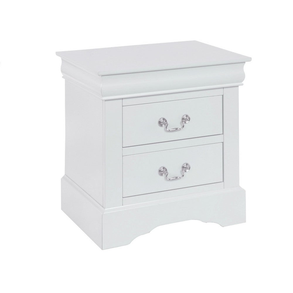 Queen Size Bedroom Set, White Finish, 3-Piece Set with Bed and 2 Nightstand