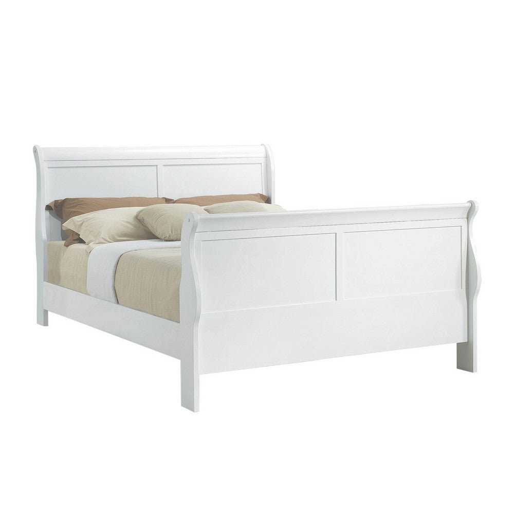 Full Size Bedroom Set, White Finish, 2-Piece Set with Bed and 1 Nightstand