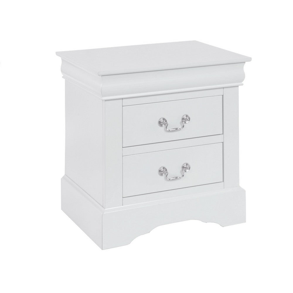 Full Size Bedroom Set, White Finish, 2-Piece Set with Bed and 1 Nightstand