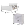 Queen Size Bedroom Set, White Finish, 3-Piece Set with Bed and Two Nightstands