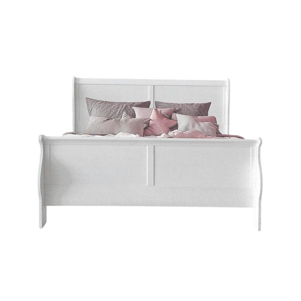 Full Size Bedroom Set, White Finish, 3-Piece Set with Bed and 2 Nightstands