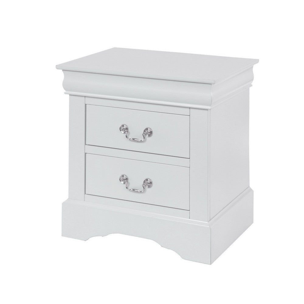 Full Size Bedroom Set, White Finish, 3-Piece Set with Bed and 2 Nightstands
