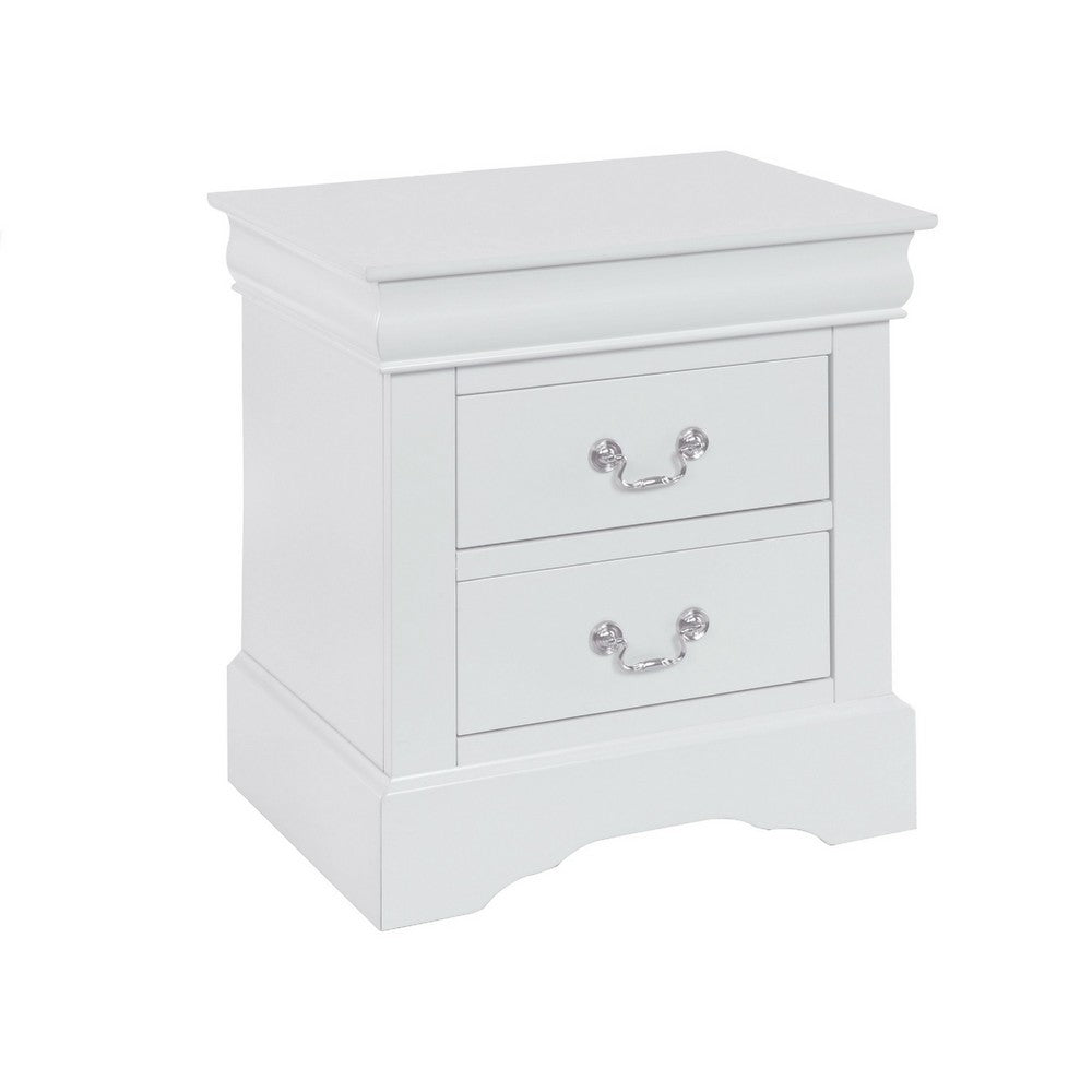 Full Size Bedroom Set, White Finish, 3-Piece Set with Bed and 2 Nightstands