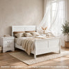 Full Size Bedroom Set, White Finish, 3-Piece Set with Bed and 2 Nightstands