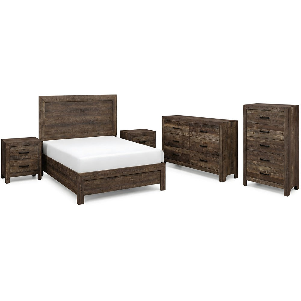 Queen Size Bedroom Set, White Finish, 5-Piece Set with Bed and Two Nightstands