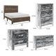 Queen Size Bedroom Set, Brown Finish, Panel Design, 5-Piece Set with Bed, 2 Nightstands, Dresser and Chest