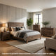 Queen Size Bedroom Set, Brown Finish, Panel Design, 4-Piece Set with Bed, Nightstands, Dresser and Chest