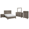Queen Size Bedroom Set, Brown Finish, Panel Design, 4-Piece Set with Bed, Nightstand, Dresser and Chest
