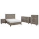 Full Size Bedroom Set, Gray Finish, 5-Piece Set with Bed, Nightstand, 2 Dressers and Mirror