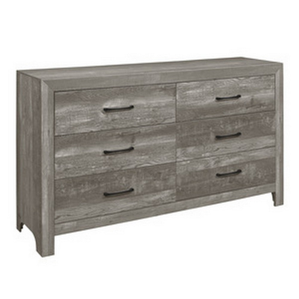 Full Size Bedroom Set, Gray Finish, 5-Piece Set with Bed, Nightstand, 2 Dressers and Mirror