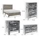 Full Size Bedroom Set, Gray Finish, 5-Piece Set with Bed, Nightstand, 2 Dressers and Mirror