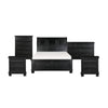 Queen Size Bedroom Set, Black Finish, Panel Headboard, 5-Piece Set with Bed, 2 Nightstands, Dresser and Chest