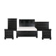 Queen Size Bedroom Set, Black Finish, Panel Headboard, 5-Piece Set with Bed, 2 Nightstands, Dresser and Chest
