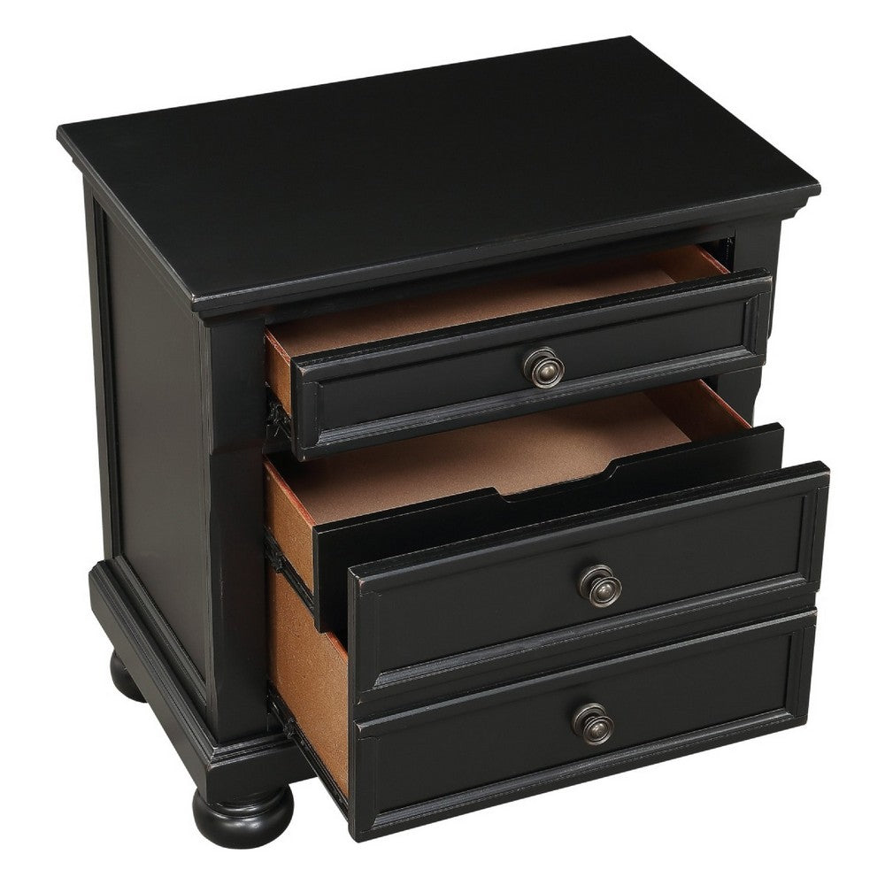 Queen Size Bedroom Set, Black Finish, Panel Headboard, 5-Piece Set with Bed, 2 Nightstands, Dresser and Chest