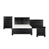 Queen Size Bedroom Set, Traditional Carved Wood Design, Black Finish, 4-Piece Set with Bed, Nightstands and Dresser