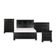 Queen Size Bedroom Set, Traditional Carved Wood Design, Black Finish, 4-Piece Set with Bed, Nightstands and Dresser