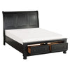 Queen Size Bedroom Set, Traditional Carved Wood Design, Black Finish, 4-Piece Set with Bed, Nightstands and Dresser