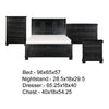 Queen Size Bedroom Set, Traditional Carved Wood Design, Black Finish, 4-Piece Set with Bed, Nightstands and Dresser