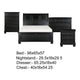 Queen Size Bedroom Set, Traditional Carved Wood Design, Black Finish, 4-Piece Set with Bed, Nightstands and Dresser