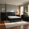 Queen Size Bedroom Set, Traditional Carved Wood Design, Black Finish, 4-Piece Set with Bed, Nightstands and Dresser