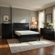 Queen Size Bedroom Set, Traditional Carved Wood Design, Black Finish, 4-Piece Set with Bed, Nightstands and Dresser