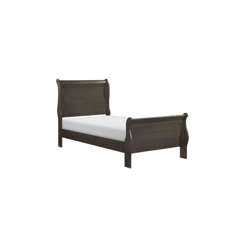 Full Size Bedroom Set, Gray Finish, 5-Piece Set with Bed, Dresser, Mirror, Chest and Nightstand