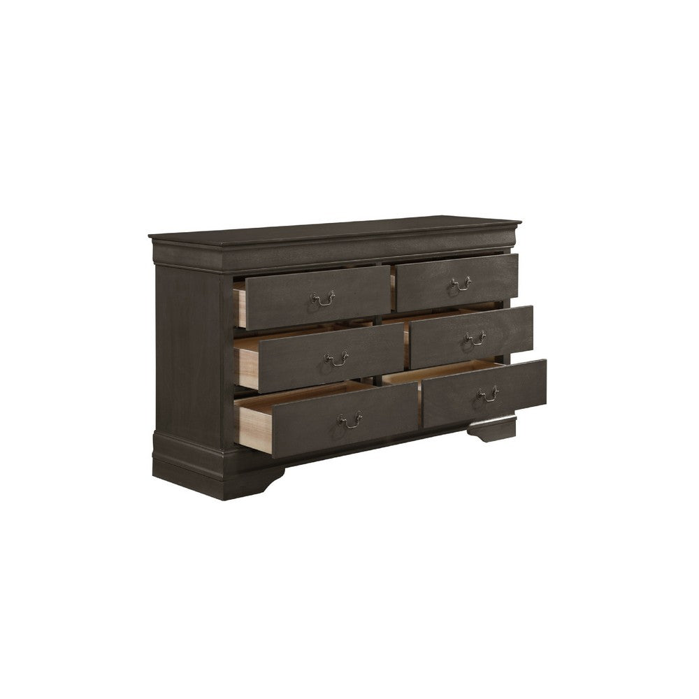Full Size Bedroom Set, Gray Finish, 5-Piece Set with Bed, Dresser, Mirror, Chest and Nightstand
