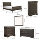 Full Size Bedroom Set, Gray Finish, 5-Piece Set with Bed, Dresser, Mirror, Chest and Nightstand