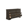 Full Size Bedroom Set, Traditional Carved Wood Design, Gray Finish, 4-Piece Set with Bed, Nightstands and Dresser