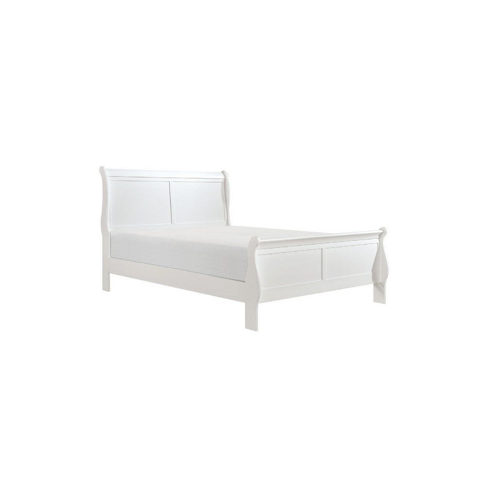 Full Size Bedroom Set, White Finish, 5-Piece Set with Bed, Dresser, Mirror, Chest and Nightstand