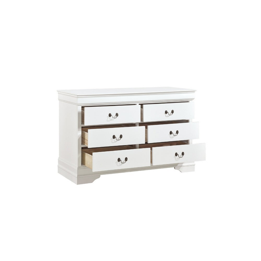 Full Size Bedroom Set, White Finish, 5-Piece Set with Bed, Dresser, Mirror, Chest and Nightstand