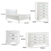 Full Size Bedroom Set, Traditional Carved Wood Design, White Finish, 4-Piece Set with Bed, Nightstands and Dresser