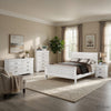 Full Size Bedroom Set, Traditional Carved Wood Design, White Finish, 4-Piece Set with Bed, Nightstands and Dresser