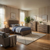Full Size Bedroom Set, Brown Finish, Panel Design, 5-Piece Set with Bed, Nightstand, Dresser, Mirror and Chest