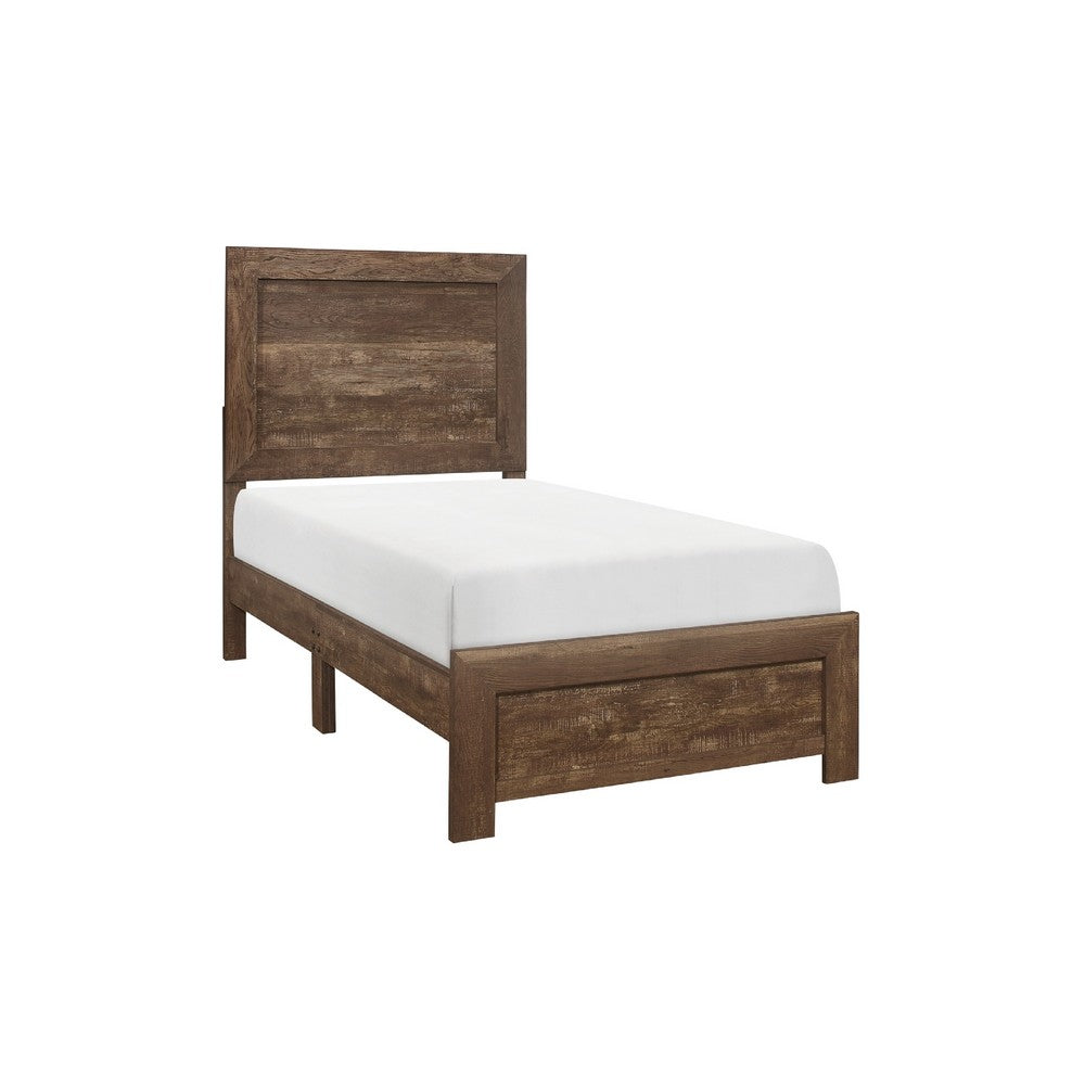 Full Size Bedroom Set, Brown Finish, Panel Design, 4-Piece Set with Bed, Nightstand, Dresser and Chest