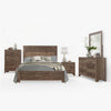 King Size Bedroom Set, Brown Finish, Panel Design, 5-Piece Set with Bed, 2 Nightstands, Dresser and Chest