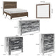King Size Bedroom Set, Brown Finish, Panel Design, 5-Piece Set with Bed, 2 Nightstands, Dresser and Chest