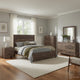 King Size Bedroom Set, Brown Finish, Panel Design, 5-Piece Set with Bed, 2 Nightstands, Dresser and Chest