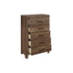 King Size Bedroom Set, Brown Finish, Panel Design, 5-Piece Set with Bed, 2 Nightstands, Dresser and Chest