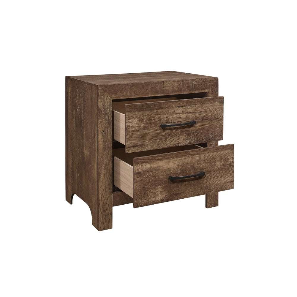 King Size Bedroom Set, Brown Finish, Panel Design, 5-Piece Set with Bed, 2 Nightstands, Dresser and Chest
