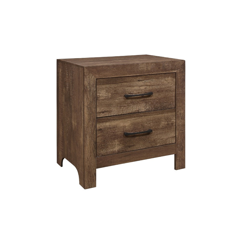 King Size Bedroom Set, Brown Finish, Panel Design, 5-Piece Set with Bed, 2 Nightstands, Dresser and Chest